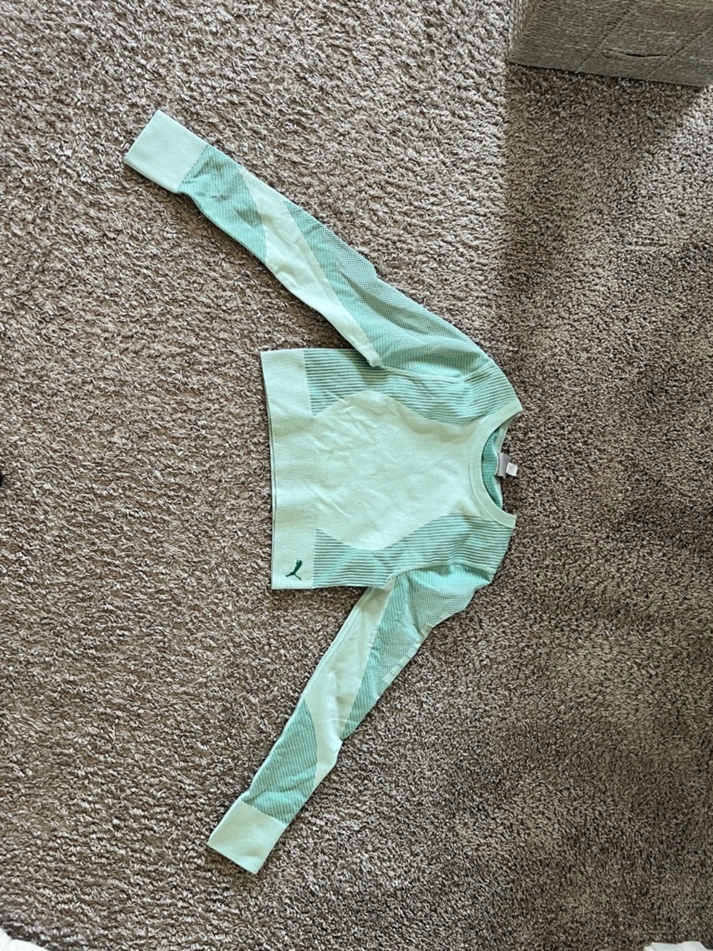 Puma Mint Green Seamless Crop Long-Sleeve Top